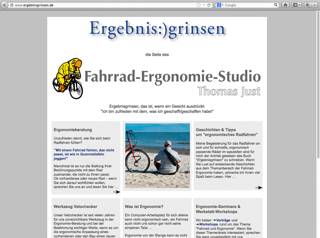 Seite von Zweirad-Just zum Thema 'Fahrrad-Ergonomie'