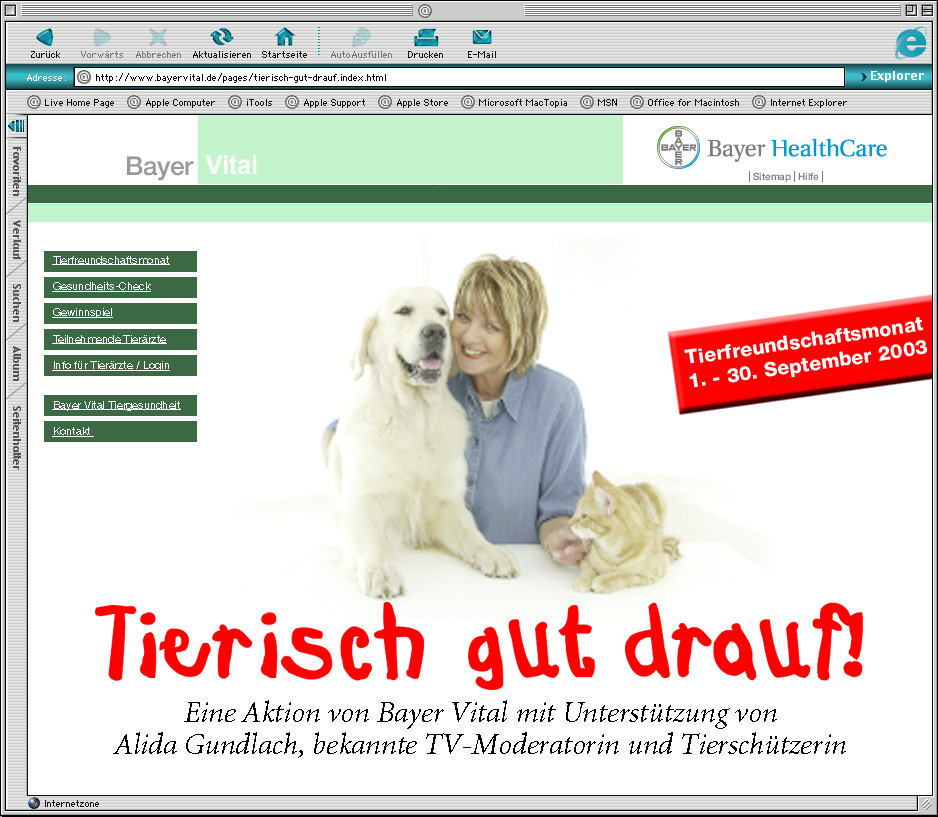 Bayer HealthCare Aktionsseite ’Tierisch gut drauf!’